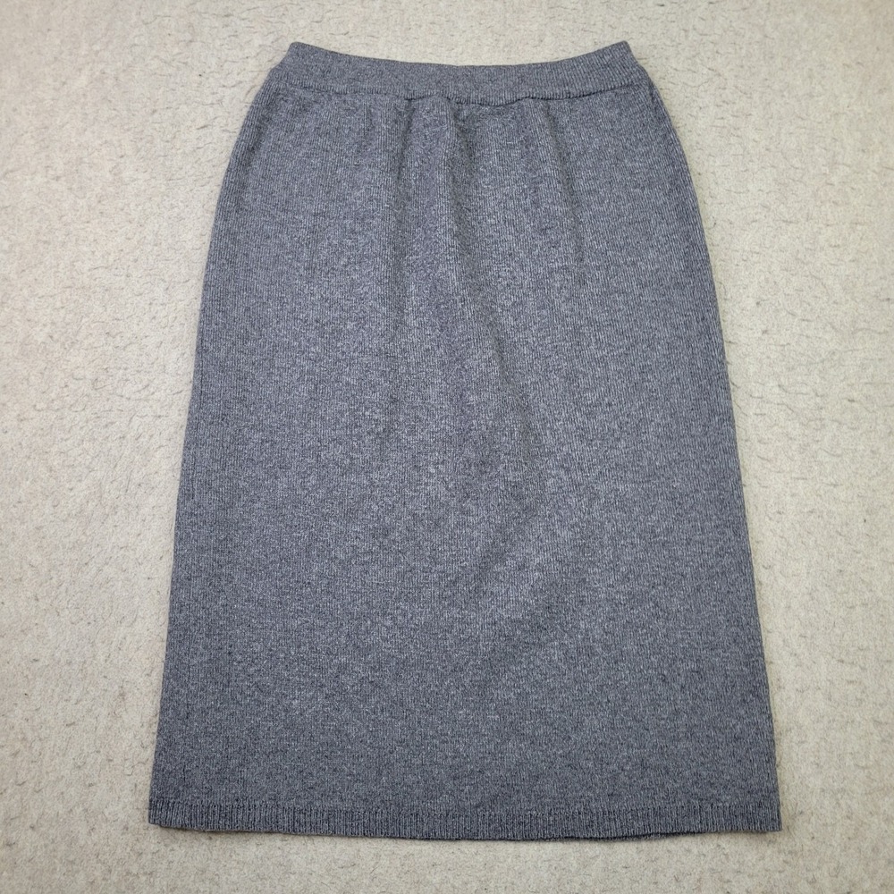 Vintage Amanda Smith Skirt Womens Large Gray Lambswool Straight Made in Italy